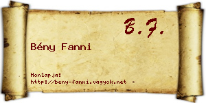 Bény Fanni névjegykártya